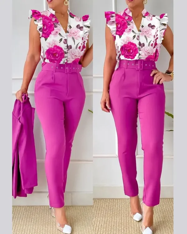 Conjunto Feminino Elegante Camisa e Calça Estampada – Moda 2024 - Image 7