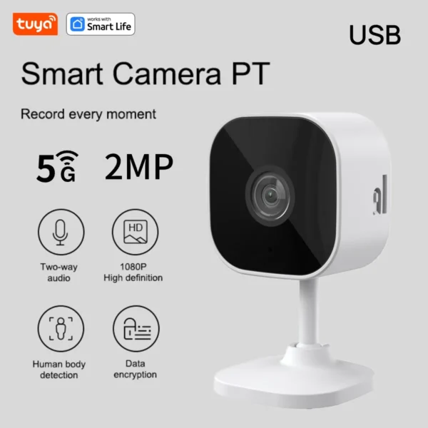 Tuya Smart 1080p Wi-Fi Câmera de segurança doméstica inteligente 2MP, HD, alertas de aplicativo em tempo real, áudio bidirecional, com rastreamento de movimento para bebês e animais de estimação - Image 8