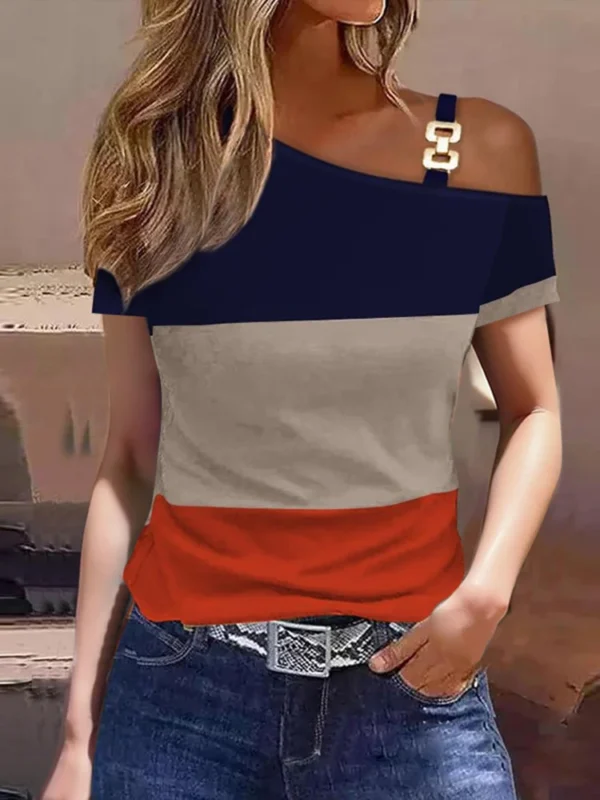 Blusa Feminina Ombro Único Listrada – Verão 2024