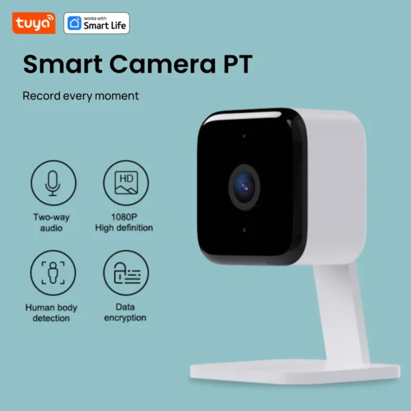 Tuya Smart 1080p Wi-Fi Câmera de segurança doméstica inteligente 2MP, HD, alertas de aplicativo em tempo real, áudio bidirecional, com rastreamento de movimento para bebês e animais de estimação - Image 6