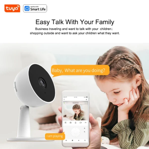 Tuya Smart 1080p Wi-Fi Câmera de segurança doméstica inteligente 2MP, HD, alertas de aplicativo em tempo real, áudio bidirecional, com rastreamento de movimento para bebês e animais de estimação - Image 2