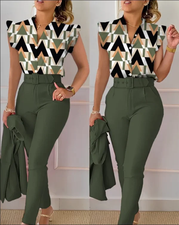 Conjunto Feminino Elegante Camisa e Calça Estampada – Moda 2024 - Image 8