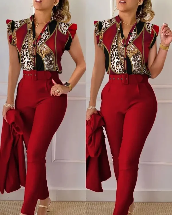 Conjunto Feminino Elegante Camisa e Calça Estampada – Moda 2024 - Image 15