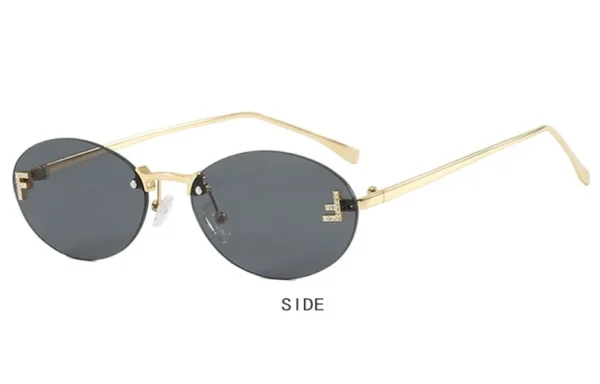 Novo luxo f carta sem moldura óculos de sol oval retro pequeno quadro óculos de sol uv400 proteção feminina moda metal óculos de sol - Image 7