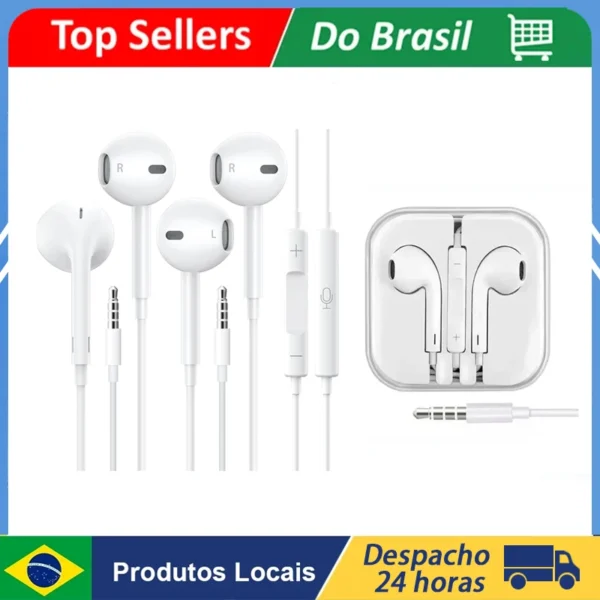 Auscultadores intra-auriculares com microfone, compatíveis com tablet, PC, controlos com fios, chamadas mãos livres, música, desporto, 3,5mm