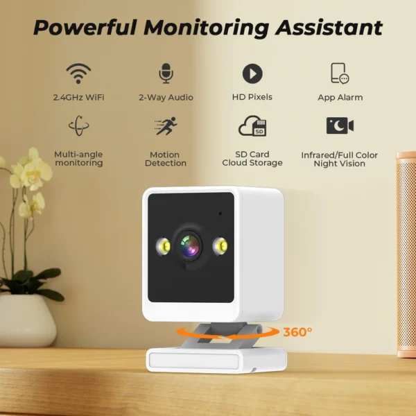 1080p hd wifi câmera interna mini câmera de vigilância para monitor do bebê pet gravação de vídeo 2 maneiras câmera de segurança de áudio icsee app - Image 2