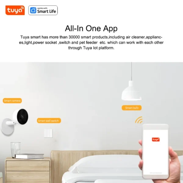 Tuya Smart 1080p Wi-Fi Câmera de segurança doméstica inteligente 2MP, HD, alertas de aplicativo em tempo real, áudio bidirecional, com rastreamento de movimento para bebês e animais de estimação - Image 4