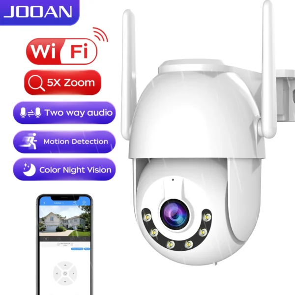 Jooan 3mp hd wifi câmera ptz ao ar livre 5x zoom digital câmera ip de rastreamento automático cctv áudio vídeo vigilância noite câmera colorida