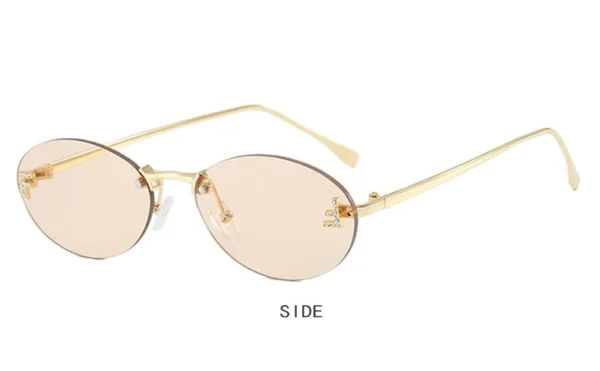 Novo luxo f carta sem moldura óculos de sol oval retro pequeno quadro óculos de sol uv400 proteção feminina moda metal óculos de sol - Image 8